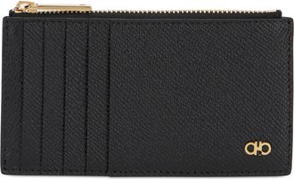 Ferragamo Mens Card Holder Gancini Black Calfskin Wallets & Cardholders