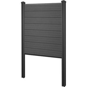 Hhg Hhg - Nunca Usado] Wpc Pantalla De Privacidad Sarthe, Valla Cortavientos, Wpc Poste Para Fijar En Hormig&oacute;n, Elemento De Base Estrecha, 105cm Antracita