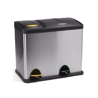MSV Msv - Papelera Con Pedal De Acero Inoxidable Con Clasificaci&oacute;n Selectiva 18l+8l