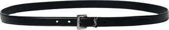 Saint Laurent Belts, male, Black, Size: 100 CM Black Leather Belt for Men