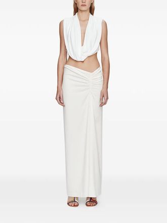 CHRISTOPHER ESBER side ruched skirt - women - Viscose/Spandex/Elastane - 8 - Neutrals