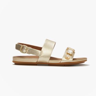 FitFlop Fitflop Gracie Ultra Womens Ankle Strap Sandals Platino - Gold Leather - Size UK 6