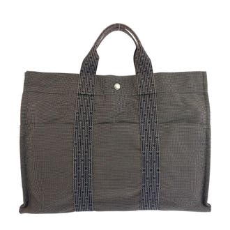 Herm&egrave;s Gray Polyamide Handbag Tote Bag (Pre-Owned)