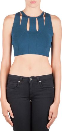 Cushnie et Ochs Blue Knit Cut Out Crop Top