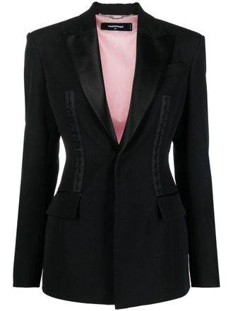 Dsquared2 strap-detail blazer - women - Silk/Polyester/Virgin Wool - 42 - Black