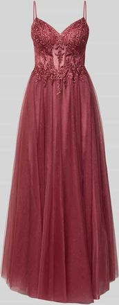 Luxuar Luxuar Abendkleid mit Stitchings und Ziersteinbesatz in Rot, Gr&ouml;&szlig;e 36