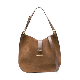 Tom Ford Borsa grande a tracolla con firma T - female - Tom Ford - Shoulder Bags - Brown - ONE SIZE - Bags