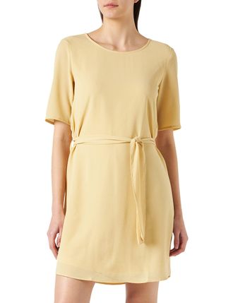 Jacqueline de Yong JdY Amanda Short Sleeve Belted Mini Dress, Straw, 10