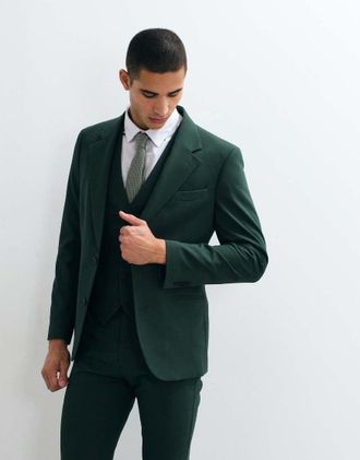 Asos Blazer da abito skinny verde scuro