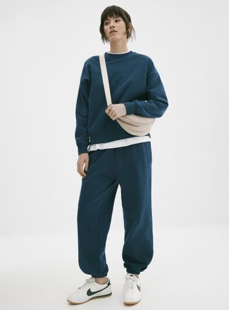 Twik Womens Solid cotton-fleece loose joggers