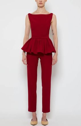Prabal Gurung Peplum Square Neck Top In Red