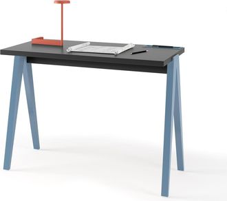 HERDASA Escritorio 629 De La Colecci&oacute;n Comp&aacute;s Grafito De Melamina Y Patas De Haya Azul, De Herdasa