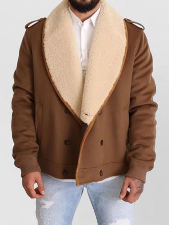 Dolce & Gabbana shearling collar double breasted coat