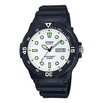 Casio Casio Retro Fashion Analog Classic Pointers Watch Black White Green MRW-200HJ-7EJH