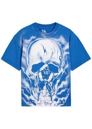 Warren Lotas Skull Executioner Puff Print Cotton T-shirt - Blue - M