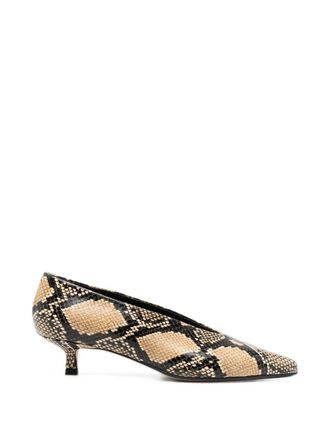 Aeyde Clara Snake Print Calf Leather Hazelnut