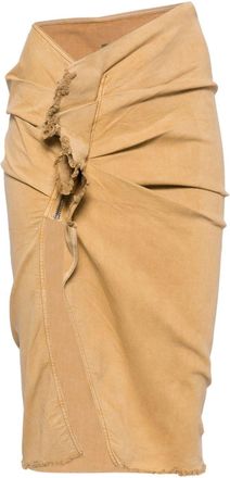 Rick Owens EDFU front-slit denim skirt - women - Rubber/Polyester/Cotton - M - Brown