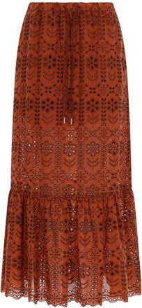 Paul Smith Neutrals Perforated Floral Pattern Maxi Skirt