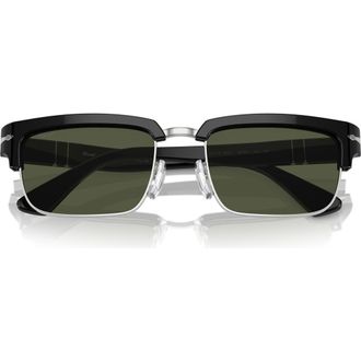 Persol 56mm Rectangular Sunglasses in Black Green at Nordstrom