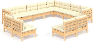 vidaXL Muebles De Jard&iacute;n 12 Piezas Y Cojines Madera Maciza De Pino Vidaxl