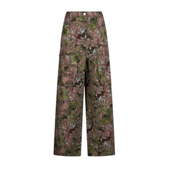 Liu Jo Wide Leg Cargo Broek van Bedrukte Katoenen Keperstof - Dames - Wijde Broeken - Veelkleurig - W27 - Katoen - Broeken