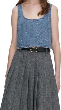 Self Portrait Sleeveless Top - Dames - Tops zonder mouwen - Blauw - S - Tops