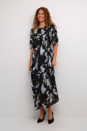 Kaffe Kalifa Chiffon Half Sleeves Maxi Dress in Black/grey Blurry at Nordstrom, Size 14