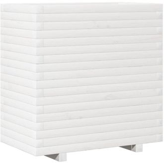 vidaXL Jardinera De Madera Maciza De Pino Blanca 70x40x72 Cm Vidaxl