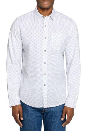 W.R.K Reworked Slim Fit White Diamond Print Cotton Button-Up Shirt at Nordstrom, Size Xx-Large