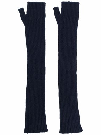 Barrie cashmere fingerless gloves - Blue