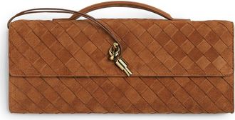 Bottega Veneta Long Andiamo Intrecciato Suede Clutch in 2599 Amber-M Brass at Nordstrom