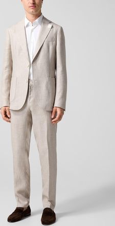 BOSS Mens Fitted linen-blend pant