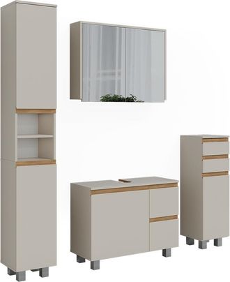 Vicco Conjunto De Muebles De Ba&ntilde;o J-shape, Cachemira/artesanal, 4 Partes, Vicco