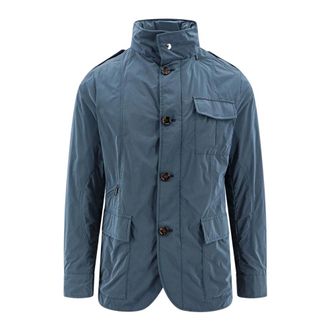 Moorer Winter Jackets, male, Blue, XL, Windproof Jacket with Hidden Hood
