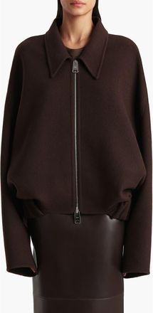Khaite Odin Wool Bomber Jacket in Dark Brown at Nordstrom, Size Medium
