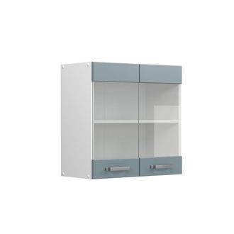 Vicco Mueble Alto Universal R-line, Gris Azulado, 60 Cm Con Puertas De Cristal