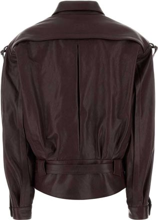 Magda Butrym Womens Burgundy Leather Oversize Jacket Giacche Pelle