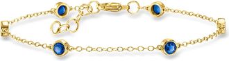 RS Pure by Ross-Simons Bezel-Set Lab-Grown Sapphire Station Bracelet in 18kt Gold Over Sterling