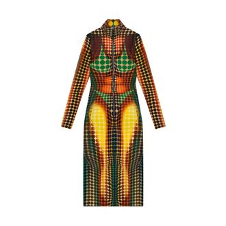 Jean Paul Gaultier Kleedjes, Dames, Veelkleurig, S, High Neck Midi Dress