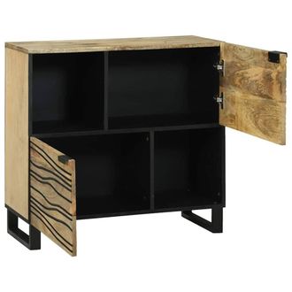 Berkfield Home Sideboard g&Auml;&igrave; 80x33.5x75 cm, Made from Solid Mango Wood in Beige | Size: 80x33.5x75 cm