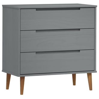 vidaXL Vidaxl - Mesita De Noche Molde Madera Maciza De Pino Gris 80x40x80 Cm