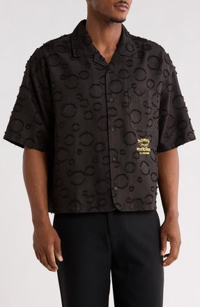 Honor The Gift Textured Polka Dot Camp Shirt in Black at Nordstrom Rack, Size Medium