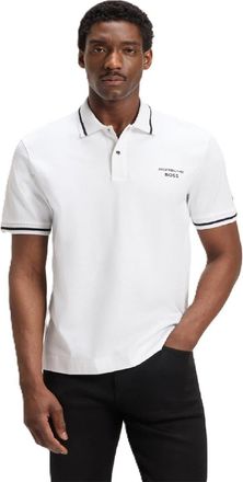 HUGO BOSS Mens Embroidered Collared Neck Short Sleeve Polo Shirt in White - Size 2XL
