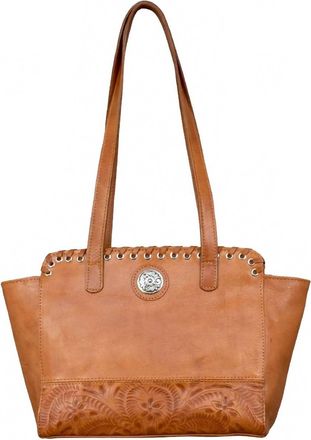 American West Womens Harvest Moon Collection Zip Top Tote With Secret Compartment In Brown