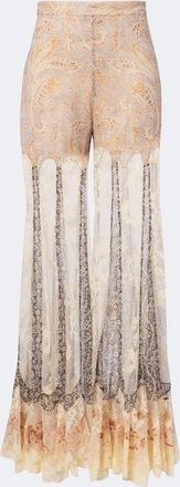 Zimmermann Valiant paneled silk and lace flared pants