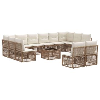 vidaXL Conjunto De Sof&aacute;s De Jard&iacute;n 13 Pcs Beige Rat&aacute;n Sint&eacute;tico Vidaxl