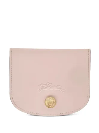 Longchamp embossed-logo cardholder - women - Calf Leather (top grain) - One Size - Pink