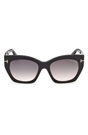 Tom Ford Joni 54mm Gradient Butterfly Sunglasses in Black /Rose Gold /Smoke at Nordstrom
