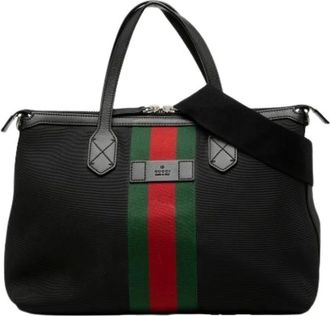 Gucci Pre-owned Tote Bags, female, Black, Size: ONE SIZE Pre-owned Canvas Tote Bag