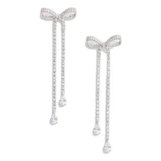 Self Portrait Orecchini pendenti a forma di fiocco con cristalli - - Accessories - Donna - Grigio - ONE SIZE